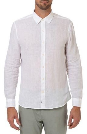 Mavi Slim Fit Long Sleeve Linen Button-Up Shirt in White at Nordstrom Rack, Size Xx-Large