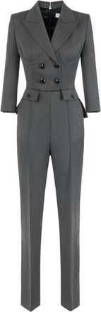 Elisabetta Franchi Cool Wool Jumpsuit - Dames - Jumpsuits - Grijs - L - Wol - Jumpsuits & Playsuits