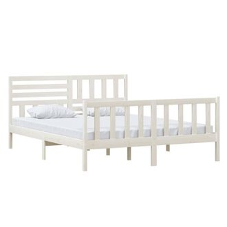 Berkfield Home Beautiful Bed Frame White Solid Wood 160x200 cm