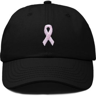 Dalix Pink Ribbon Dad Cap in Black at Nordstrom