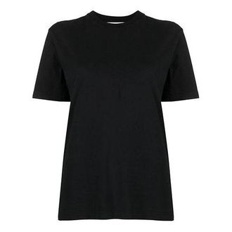 Off-white (WMNS) Off-White SS21 Logo Printing Cozy Round Neck Short Sleeve Black OWAA049R21JER0101010