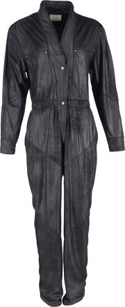 Isabel Marant Junna Long Sleeve Jumpsuit in Black Faux Leather