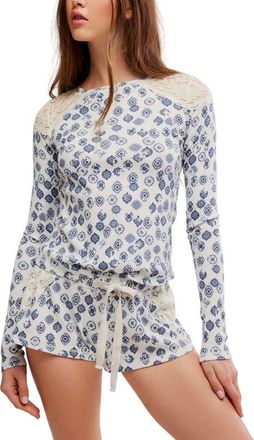 Free People Made You Blush Thermal Layering Top in Whisper White Combo at Nordstrom, Size X-Small