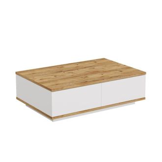 VENTE-UNIQUE.COM Mesa de centro con 1 abatible en efecto blanco y pino - L90 cm