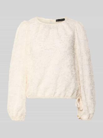 Oui Regular Fit Bluse mit Fransen und Rundhalsausschnitt in Offwhite, Gr&ouml;&szlig;e 34