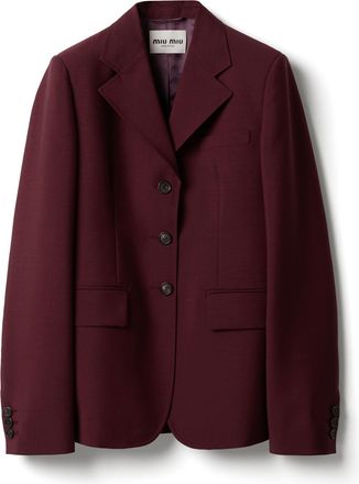 Miu Miu Single-breasted Kid Mohair Jacket, Woman, Amaranth Red/maize Yellow, Size 36