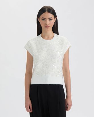 NVLT Womens Sleeveless Sequined Sweater