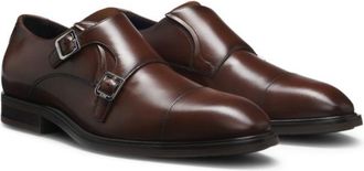 BOSS Double-strap monk shoes in leather
