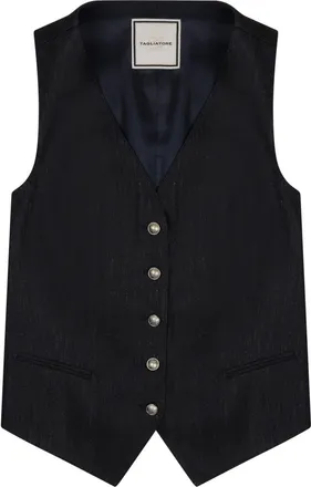 Tagliatore Linen Deep V-Neck Vest
