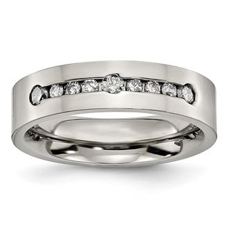 Diamond2Deal Titanium Polished 1/2 ct tw. Diamond Band Ring