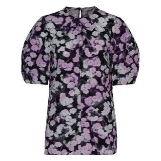 Erdem Womens Short Sleeve Matelassse Floral Top In Lilac