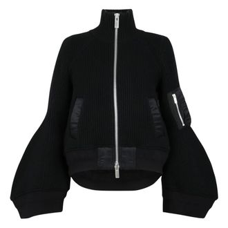 sacai Jassen, Dames, Zwart, L, Knit Blouson