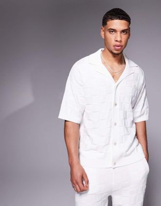 The Couture Club Camicia in maglia a quadri bianco sporco in coordinato