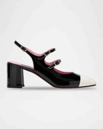 Carel Papaya Bicolor Patent Slingback Pumps
