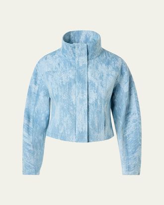 Akris Washed Jacquard Denim Zip Jacket