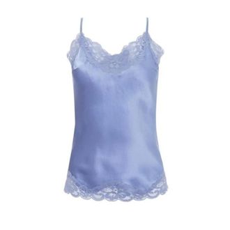 Gold Hawk Sleeveless Tops, female, Blue, Size: S Gh152 Lace-trim Silk Cami
