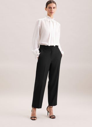 Seidensticker Chinohose SEIDENSTICKER, Damen, Gr. 44, Normalgr&ouml;ssen, schwarz, 52% Wolle, 44% Polyester, 4% Elasthan, unifarben, Hosen Chinohose