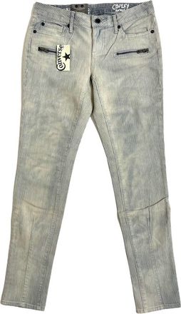 Converse Womens Copley Rocker Striped Washout Denim Skinny Stretch Jeans In Light Blue