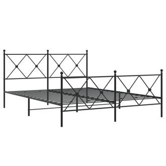 Berkfield Home Metal Bed Frame without Mattress with Footboard Black 150x200cm | Size: 150x200 cm