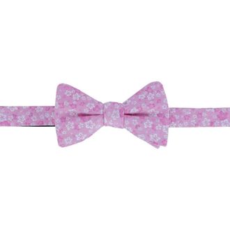 Trafalgar Store Hanami Cherry Blossom Burst Linen Blend Novelty Bowtie in Pink at Nordstrom