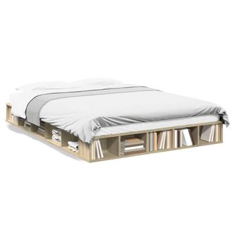 Berkfield Home Bed Frame without Mattress Sonoma Oak 140x200 cm in Light Tan