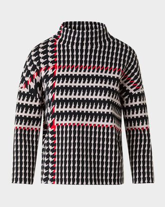 Akris Wool-Blend Knit Jacquard Sweater