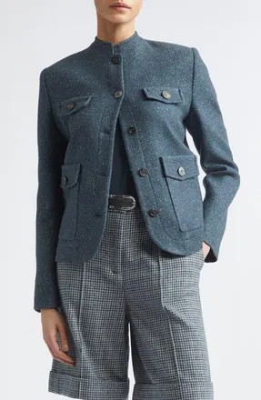 Eleventy Cashmere & Silk Field Jacket in 178 Dark Jade at Nordstrom, Size 42