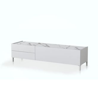 Oresteluchetta Mueble tv efecto madera blanco brillo cm. Al.42 x l.160 x p.40