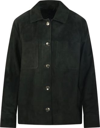 Max Mara Jassen, Dames, Groen, XS, Leer, Abisso Leren Jas