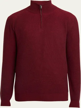 Brioni Mens Cashmere Quarter-Zip Sweater
