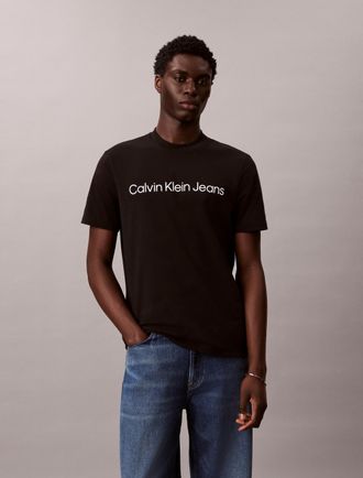 Calvin Klein Jeans T-Shirt CALVIN KLEIN JEANS, Herren, Gr. XXL (56), schwarz, Jersey, Obermaterial: 95% Baumwolle, 5% Elasthan, unifarben, regular fit normal, Rundhals, 