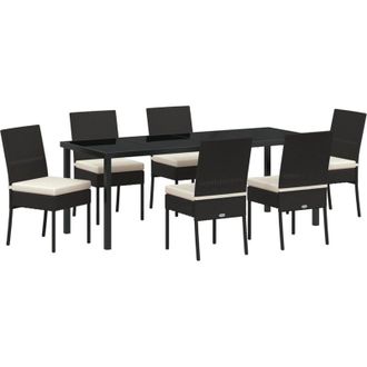 vidaXL Garden Dining Set 7 pcs Black Poly rattan vidaXL