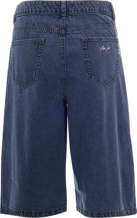 Liu Jo Womens Shorts Embroidered Denim Blue Blue-Indigo-White Cotton Blue/indigo/white