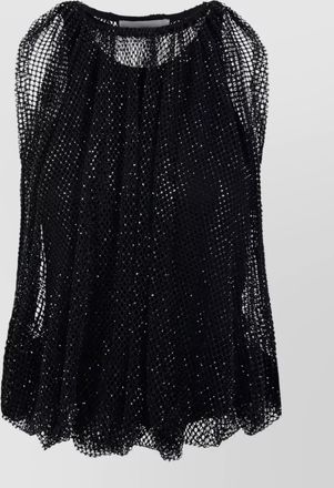 Sportmax sleeveless top silk nylon mesh embellishments