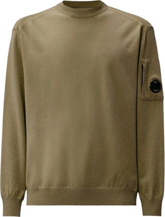 C.P. Company Merino wollen trui met ronde hals - Heren - Ronde hals truien - Groen - S - Wol - Truien & Vesten