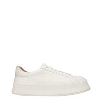 Jil Sander White Leather Platform Womens Sneakers