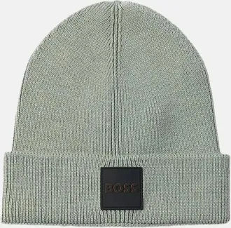 HUGO BOSS Mens BOSS FOXXY WOOL MIX BEANIE LIGHT GREEN - Grey - Size: OS