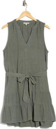 Splendid Hudson Sleeveless Flounce Hem Dress in Soft Vintage Olive Branch at Nordstrom Rack, Size X-Large