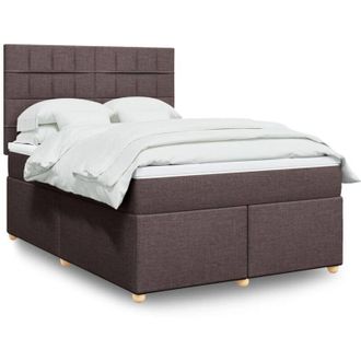 vidaXL Vidaxl - Cama Box Spring Con Colch&oacute;n Tela Marr&oacute;n Oscuro 140x190 Cm