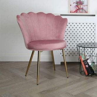 RayGar FREYA Velvet Upholstered Petal Back Scallop Accent Dining Chair - Pink