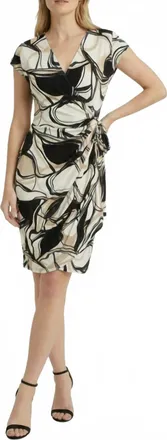 Maggy London Printed Wrap Dress In Ivory/mocha