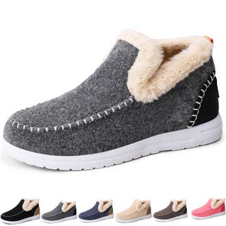 Generic Cozy Orthopedic Fleece Slip-On Boots, Winter Warm Plush Lined Non-Slip Comfort Shoes, for Men and Women (Gray,11.5)