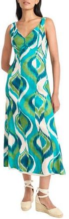 Maggy London Double Strap Midi Dress in Ivory/Aqua at Nordstrom Rack, Size 14
