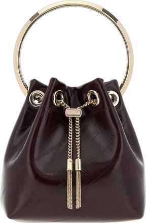 Jimmy Choo London Aubergine Leather Bon Bucket Bag Barololightgold Borse A Mano