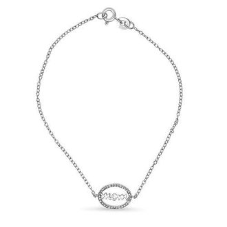 House of Brilliance Silver Diamond Accent MOM Charm Bracelet in White at Nordstrom
