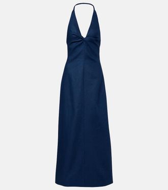Sir. Caela halterneck linen maxi dress