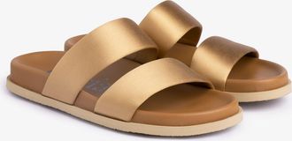 Pedro Garcia Antomical double band slide sandal in metallic satin | Danny | Spring Summer 26 | PEDRO GARCIA