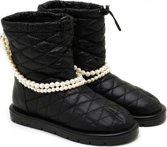 Desa Womens Textile Boots - Synthetic Sole, Flat Heel | Black - 36