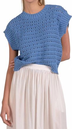 Elan Open Knit Sweater In Blue