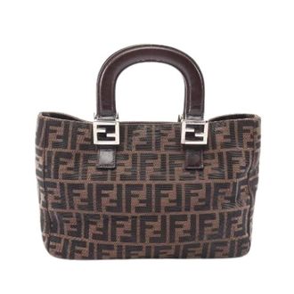 Fendi Pre-owned Zucca Canvas Leather Handbag - Dames - Pre-owned - Bruin - Maat: ONE Size Leer